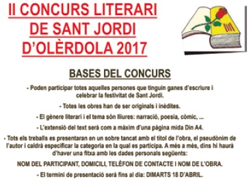 Fins el 18 d’abril es poden presentar obres al II Concurs Literari de Sant Jordi d’Olèrdola