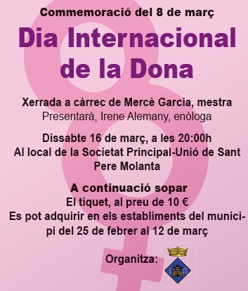Inscripcions obertes al sopar de commemoració a Olèrdola del Dia Internacional de la Dona