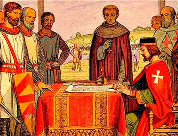 Joan sense Terra aprova i signa la Carta Magna britànica