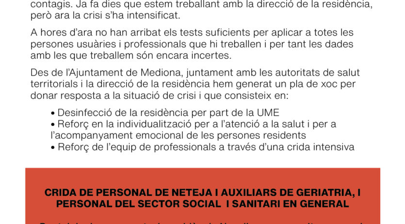 El Covid-19 arriba a la residència Novallar de Mediona