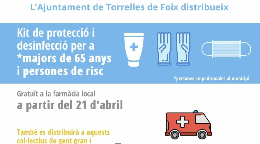 Torrelles distribuirà kits de protecció i desinfecció entre la gent gran i persones de risc