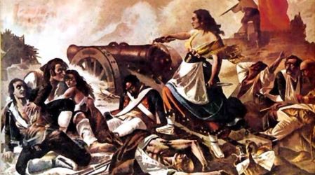 Agustina d’Arago rebutja als francesos a Saragossa durant el primer setge