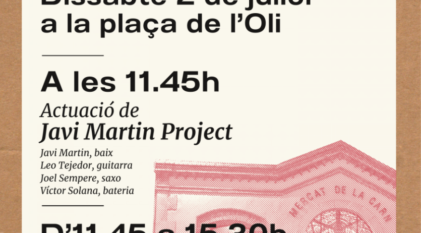Els Tastets al Mercat se sumen al Vijazz amb l’actuació de Javi Martín Project