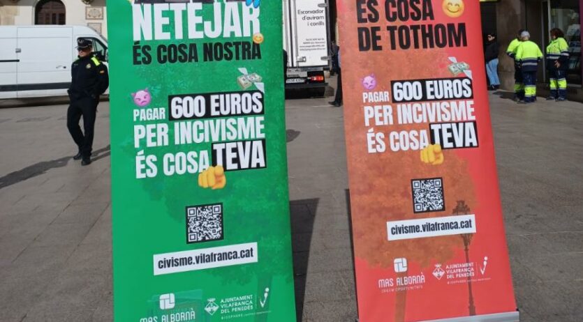 Carpa de la campanya ‘El civisme surt a compte’ al mercat del dissabte de Vilafranca